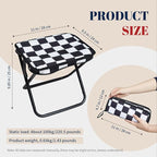 Collapsible Stool Camping Folding Stools: 1.1lbs Lightweight Portable Foot Stool Load 300lbs - 10.5 Inch Camping Chair Fishing Hiking Gardening Beach BBQ with Carry Bag Easy Transport (Black & White)
