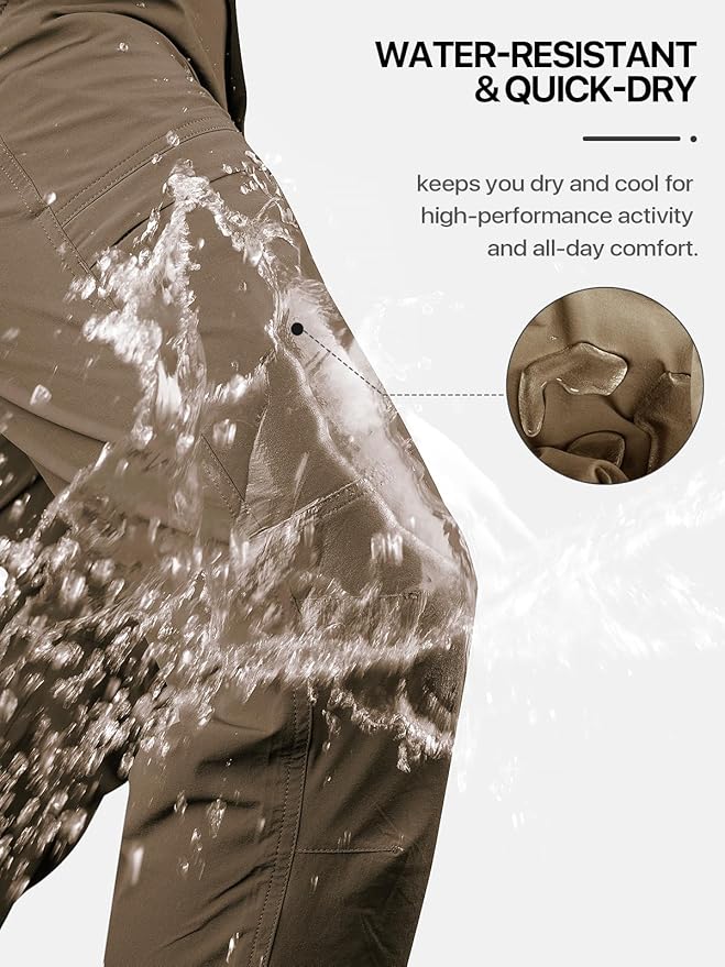 FREE SOLDIER Men's Outdoor Cargo Hiking Pants with Belt Lightweight Waterproof Quick Dry Tactical Pants Nylon Spandex