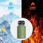 WATERSY 1 Gallon Water Bottle Insulated(Cold for 48 Hrs),BPA Free&Leak Proof,128oz Stainless Steel Water Jug,Big thermo,Large Water Bottle with Handle for Gym,Hiking,Camping&Travel,Olive Green