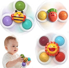 3PC Suction Spinner Toys for Babies 12 Months, Bath & Window Suction Toys, Airplane Travel Activities, Montessori Sensory Fidget Toys, Easter Basket Stuffers Gifts for 1 Year Old Boys Girls