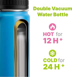 22 oz Water Bottle-Stainless Steel Vacuum Insulated Sports Water Bottle with Leak Proof Spout Lid-Reusable Metal Wide Mouth Water Flask for Travel (Sky Blue)