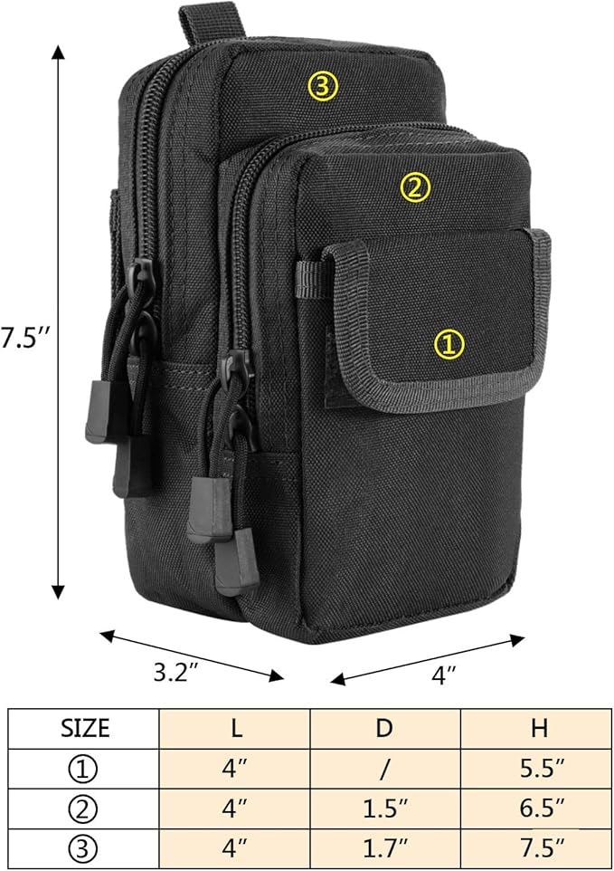 2 Pack Molle Pouches - Tactical Compact Water-Resistant EDC Pouch Bag Small Utility Pouch