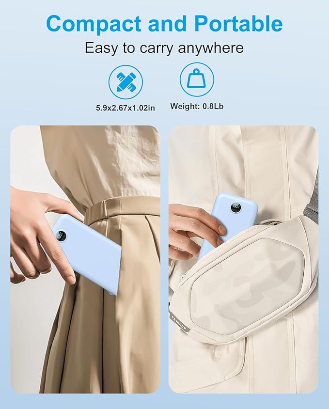 Portable Charger with Built-in Cables and Wall Plug, 12000mAh 22.5W USB C Power Bank Fast Charging with LED Display, External Battery Pack Travel Essentials Compatible with iPhone, iPad, Samsung Blue