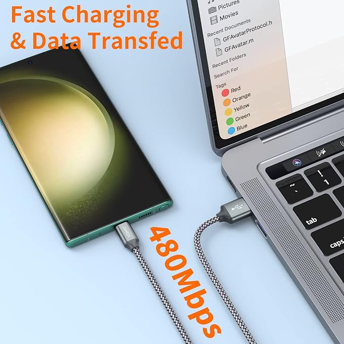 JXMOX USB C Cable,USB A to Type C 3A Fast Charging (10ft 2-Pack) Long Charger Cord for iPhone 15 16 17 Pro Max,Samsung Galaxy S25 S24 S23 S22 S21 Ultra,Note 9 10+,A11 A20 A50 A51 A60 A71,Moto Z2 Z3