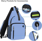 MOSISO Sling Backpack Bag, Crossbody Shoulder Bag Travel Hiking Daypack Chest Bag with Front Square Pocket&USB Charging Port