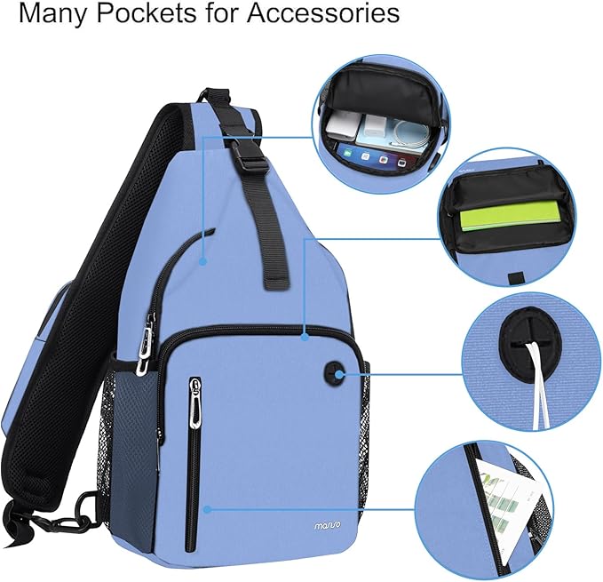 MOSISO Sling Backpack Bag, Crossbody Shoulder Bag Travel Hiking Daypack Chest Bag with Front Square Pocket&USB Charging Port
