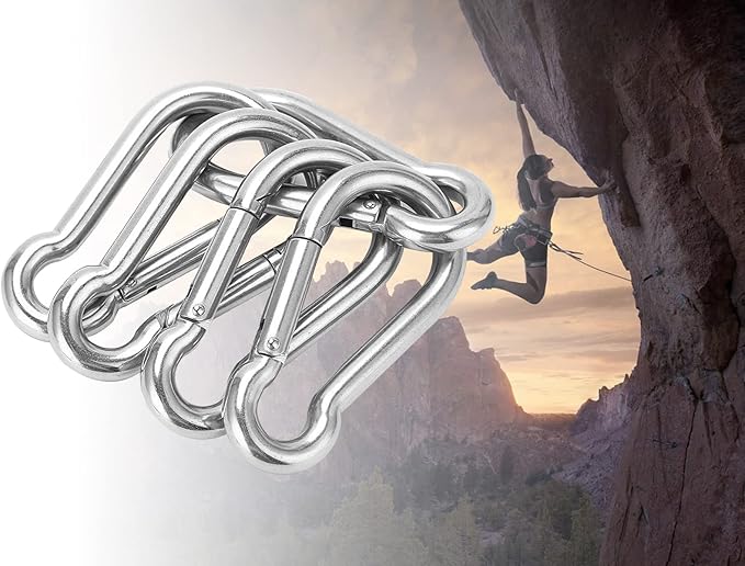 50PCS M8x5/16 Gavanized Steel Carabiner Clips, 3" Heavy Duty Spring Snap Hooks Carabiner, 470LBS Capacity Spring Quick Links Clips for Camping Hiking Hammock Swing and Outdoor Activities