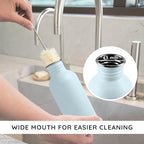 Bambaw Metal Water Bottle 16 oz - Light Blue for School, Non-Insulated Single Walled Stainless Steel, Reusable, BPA Free - Ice Blue