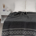 Inca Wall - Thick Alpaca Wool Blanket Heavyweight Camping Outdoors Indoors Soft Peru Twin Size New Ethnic Design (Dark Gray/Soft Gray, Twin Size)