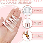 100 Pcs Mini Glass Oil Dropper Bottle Bulk, Clear Essential Small Empty Bottles Sample Containers Perfume Liquid Vials with Cap for Traveling (1ml,2ml,3ml,5ml,Rose Gold)