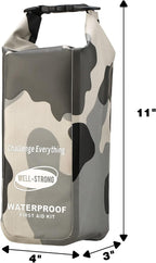 Waterproof First Aid Kit Roll Top Boat Emergency Kit with Waterproof Contents for Fishing Kayaking Boating Swimming Camping Rafting Beach Camouflage Grey