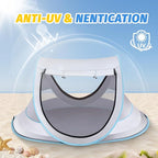Baby Beach Tent with Baby Hat, Pop Up Toddler Travel Bed with Sun Hat for Boys or Girls, Sun Shade for Toddler Camping, Infant Portable Sun Shade, Summer Beach Baby