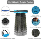 Upgraded XXL Collapsible Stool with Cushion,19.7"H-11.8"D Telescoping Folding Stool for Adults,More Sturdy Portable Camping Stools with Load Capacity 1000lbs for Outdoor,Garden,Fishing,Hiking