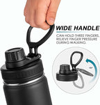 koodee 26 oz Insulated Water Bottle Stainless Steel Double Wall Vacuum Metal Sports Water Bottle with Leakproof Spout Lid, Wide Mouth Water Bottle (Black)