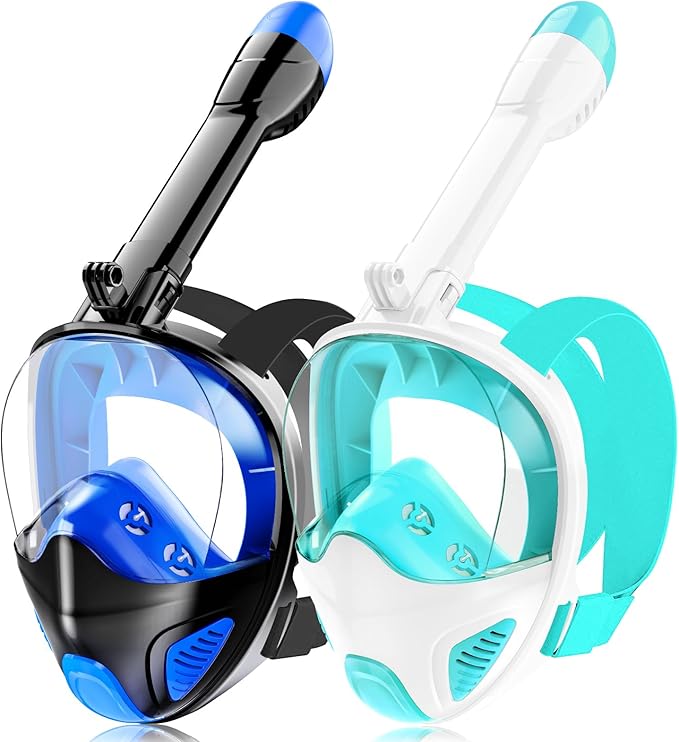 Full Face Snorkel Mask for Adults Teen, Snorkeling Gear with Detachable Camera Mount,Panoramic 180° View, Anti-Fog Anti-Leak Snorkling Set for Man and Women