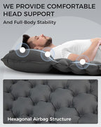 KingCamp Sleeping Pad for Camping, Ultralight Connectable Inflatable Sleeping Pad Camping Mattress with 6.3" Built-in Pillow & Foot Pump for Backpacking Hiking Tent Cot