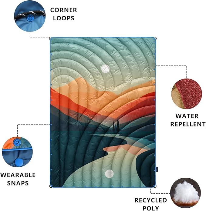 Camping Blanket,Lightweight Puffy Printed Camping Blanket Packable Outdoor Blanket for Camping,Traveling, Stadium, Hiking, Picnics