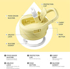 IDEUS Insulated Stainless Steel Water Bottle with 2 Leak-Proof Lids, Thermal Water Flask for Hiking Biking, 32oz, Light Yellow