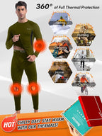 romision Thermal Underwear for Men Long Johns Fleece Lined Hunting Gear Bottom Top Set Base Layer for Cold Weather Gift