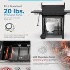 Kenmore BBQ Propane Gas Grill - 5 Burners with Side Burner & Searing Zone, 644 Sq. In. Stainless Steel Grill, 66,000 BTU, Ideal for Outdoor Cooking, Patio & Backyard, Silver