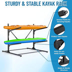 Kayak Storage Rack, Heavy Duty Freestanding Kayak Rack for Garage and Outdoor Storage, Kayak Stand Adjustable for Kayak, Canoe, Surfboard and Paddle Board