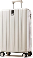 Hanke 29 Inch Luggage Suitcases With Spinner Wheels Lightweight PC hardside Rolling Suitcase With Travel Lock, Checked-Large 29-Inch Christmas Gifts for Birthday(Ivory White)