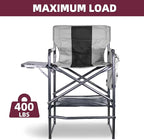 30" Tall Directors Chair with Side Table, 400LBS Bar Height Folding Camping Chair for Makeup Artists, Outdoor Events, Portable Foldable Chair with Cup Holder & footrest - Gray/Black