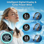 Portable Neck Fan with 6000mAh USB - Rechargeable Battery, Ultra-Light Bladeless Neck Fan LED Display, 360° Cooling Wearable Fan, 3 Speeds (black)