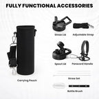 Insulated Water Bottle 24oz, Triple Wall Vacuum Stainless Steel (Cold for 48 Hrs, Hot for 24Hrs), Leak Proof & Non-BPA, 24oz Hydro Water Flask with Paracord Handle & Straw Spout Lids