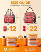 HOTOR Lunch Bag for Women & Men - Wear-Resistant Insulated Lunch Box with Large Capacity, Multi-Functional Cooler Bag for Office, Picnic, Grey, 10L, 10.60" x 5.90" x 9.50"