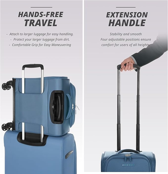 Verage Underseat Carry On Luggage with Spinner Wheels (Coast Blue, 14.5-Inch Plus Underseat Pro)