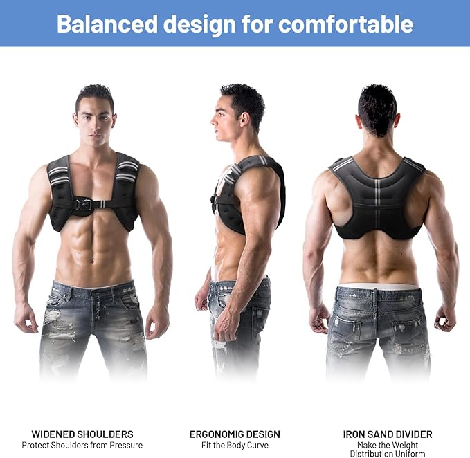 Weighted Vest 6 8 12 16 20lb with Reflective Stripe Adjustable Rucking Vest for Men Women Kid for Walking Running