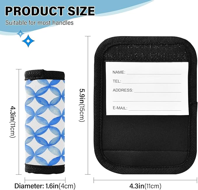 2Pcs Luggage Handle Wrap Suitcase Identifier Handle Covers Tags Soft Travel Bags Luggage Handle Gripper Accessories for Airplane Flying Blue Circle