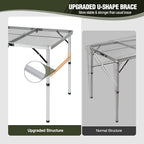 REDCAMP 48x24 Long Folding Grill Table for Outside, Lightweight Portable Metal Aluminum Outdoor Grill Table with Adjustable Height Legs, Great for Camping Picnic Cooking BBQ, Silver 4ft