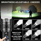 Rechargeable Flashlights 2000 High Lumens, Long Range 5000ft, Super Bright LED Flashlight USB C, High Powerd Multi-Functional Heavy Duty Strong Flash Light High Beam, for Emergency Security Camping