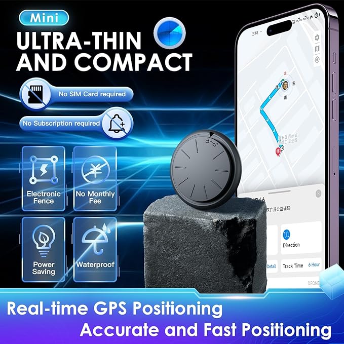 1PCS Black Tracker Device for Vehicles,No Subscription GPS Car Tracker Works with Apple Find My(iOS Only),Anti-Lost Car Locator,Mini Hidden Car Tracker with White Magnetic Case