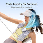 JISULIFE Portable Waist Fan, 100 Speed 40000RPM Cooling, Mini Personal Handheld Wearable Neck Fan, 16H 4500mAh USB Battery with LED Display, Lightweight for Outdoor, Travel, Cmaping Gifts- Black