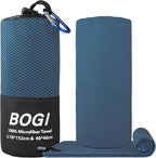 BOGI Microfiber Travel Sports Towel-Quick Dry, Soft Lightweight, Absorbent, Compact for Camping, Gym, Yoga, Swimming, Backpacking (L:60''x30''+16''x16''-Nblue)