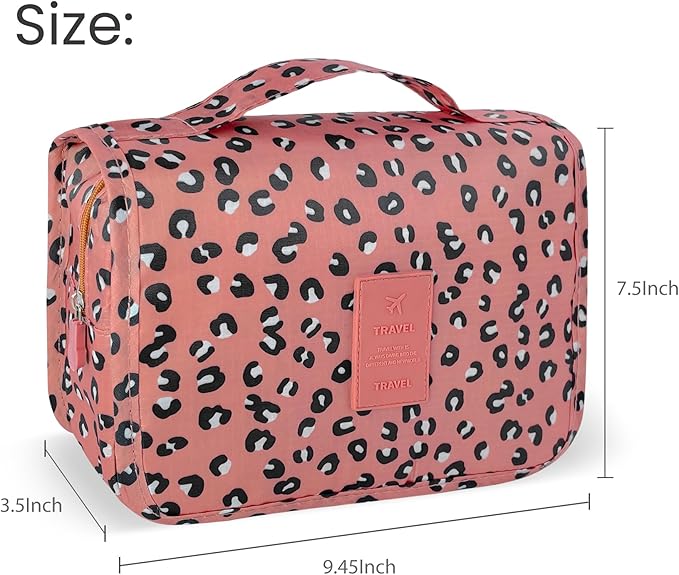 Lcsmaokin Large Capacity Toiletry Bag Travel Bag with Hanging Hook for Men and Women Waterproof Travel Cosmetic Bag Bathroom Storage Bag for Brushes Set,Full-Sized Shampoo,Accessories -Grey Flamingo