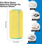 Shoe Washing Machine Bag, 2PC Reusable Laundry Shoe Bag for Washer and Dryer, Sneaker & Tennis shoe laundry bag, Ykk Zipper Multi-Functional Shoe Cleaning Bag (2PCS + 2PCS Yellow)