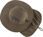 Home Prefer UPF 50+ Mens Wide Brim Fishing Hat with Neck Flap Sun Hat for Men Women Sun Protection Cap