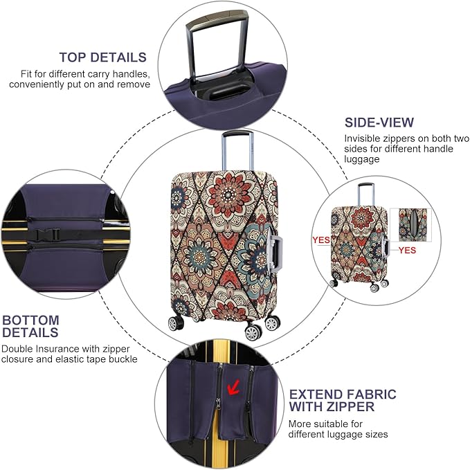 Travel Trolley Case Cover Protector Suitcase Cover 19"-20" Trolley case Luggage Storage Covers for Men Women, Retro