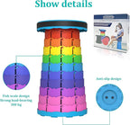 Portable Stool with Swivel Cushion Bag&Carabiner,Collapsible,More Sturdy and Lightweight Camping Telescoping Stool for Mountain Hiking BBQ,Max Load Capacity 440LBs