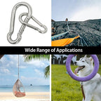 Carabiner 3 Inch Spring Snap Hook, 16pcs M8 5/16 Inch Spring Snap Hook Quick Link for Camping Hiking, 500LBS Holding Capacity Heavy Duty Steel Carabiner Clip Buckle for Hammock Swing Fitness