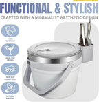 COKTIK 7L Vacuum Insulated Ice Bucket with Lid and Scoop& Tongs，Large capacity Stainless Steel Beverage Bucket for Cocktail, Champagne, Wine, Beer，Large Parties（Milk White Suit）