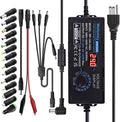 Universal Power Supply 3V~24V 6A 144W Adjustable Variable 3V 5V 9V 12V 18V 20V 24V AC/DC Adapter Charger, 100V-240V AC to DC Converter with 14 Tips, Polarity Converter and 4-Way Power Splitter Cable