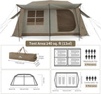 Naturehike Village Instant Tent, 4 Person 8 Person Camping Tent with Full Rainfly, Waterproof Large Cabin Tents for Car Camping