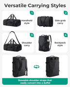 BAGSMART 4-IN-1 Duffle Bag for Travel, 40L Travel Bag Gym Duffle, TSA Carry on Backpack with Shoes Compartment & Wet Pocket, Water-resistant Workout Duffel, Forest Green