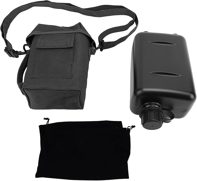 Outdoor - 2L Portable Water Canteen with Waist Bag, Multi Fuctional PVC Flat Camping for Surplus or Bushcraft Gear (Black)