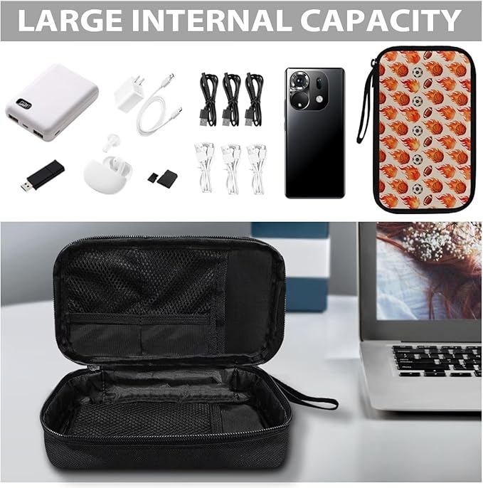 Basketball Travel Cord Organizer Cases Electronics Organizers Travel Case Large Tech Pouch Storage Bag Travel Bag Cable Organizer fits Phone Earphone Charger SD Card